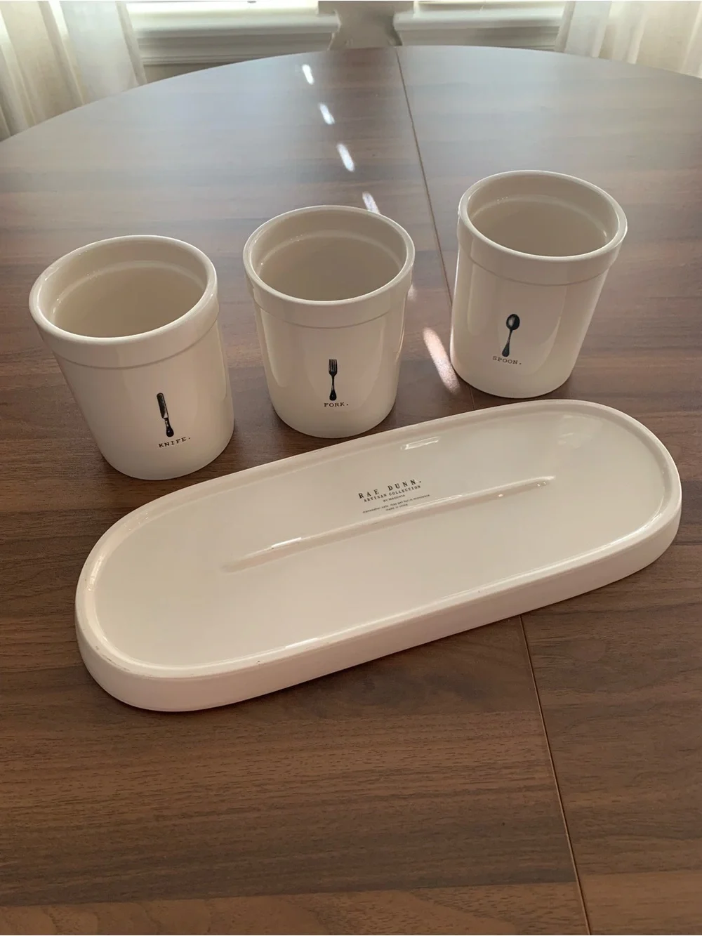 💙Rae Dunn Icon Collection Utensil Holder with Tray Set ⭐️RETIRED⭐️